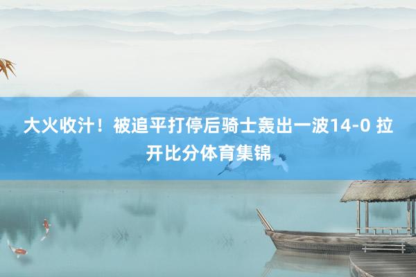 大火收汁！被追平打停后骑士轰出一波14-0 拉开比分体育集锦