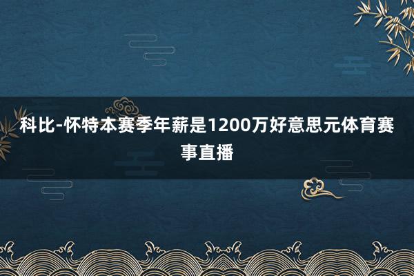 科比-怀特本赛季年薪是1200万好意思元体育赛事直播