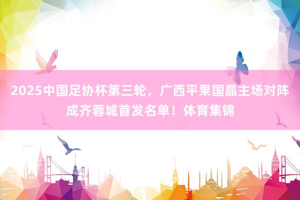 2025中国足协杯第三轮，广西平果国晶主场对阵成齐蓉城首发名单！体育集锦