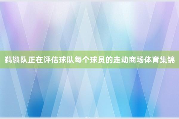 鹈鹕队正在评估球队每个球员的走动商场体育集锦
