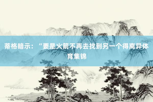 蒂格暗示：“要是火箭不再去找到另一个得离异体育集锦