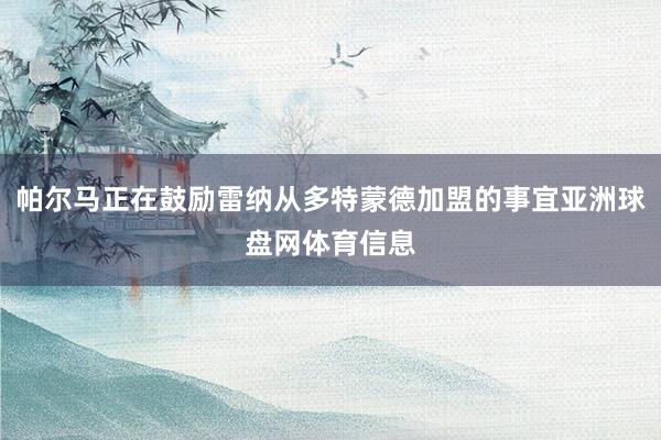 帕尔马正在鼓励雷纳从多特蒙德加盟的事宜亚洲球盘网体育信息
