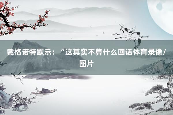 戴格诺特默示：“这其实不算什么回话体育录像/图片