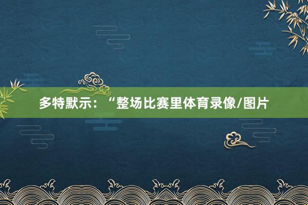 多特默示：“整场比赛里体育录像/图片
