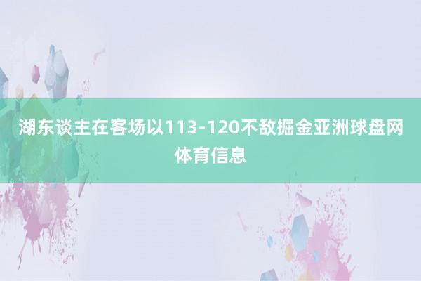 湖东谈主在客场以113-120不敌掘金亚洲球盘网体育信息